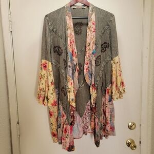 Young Threads Bohemian Floral Open Front Poncho